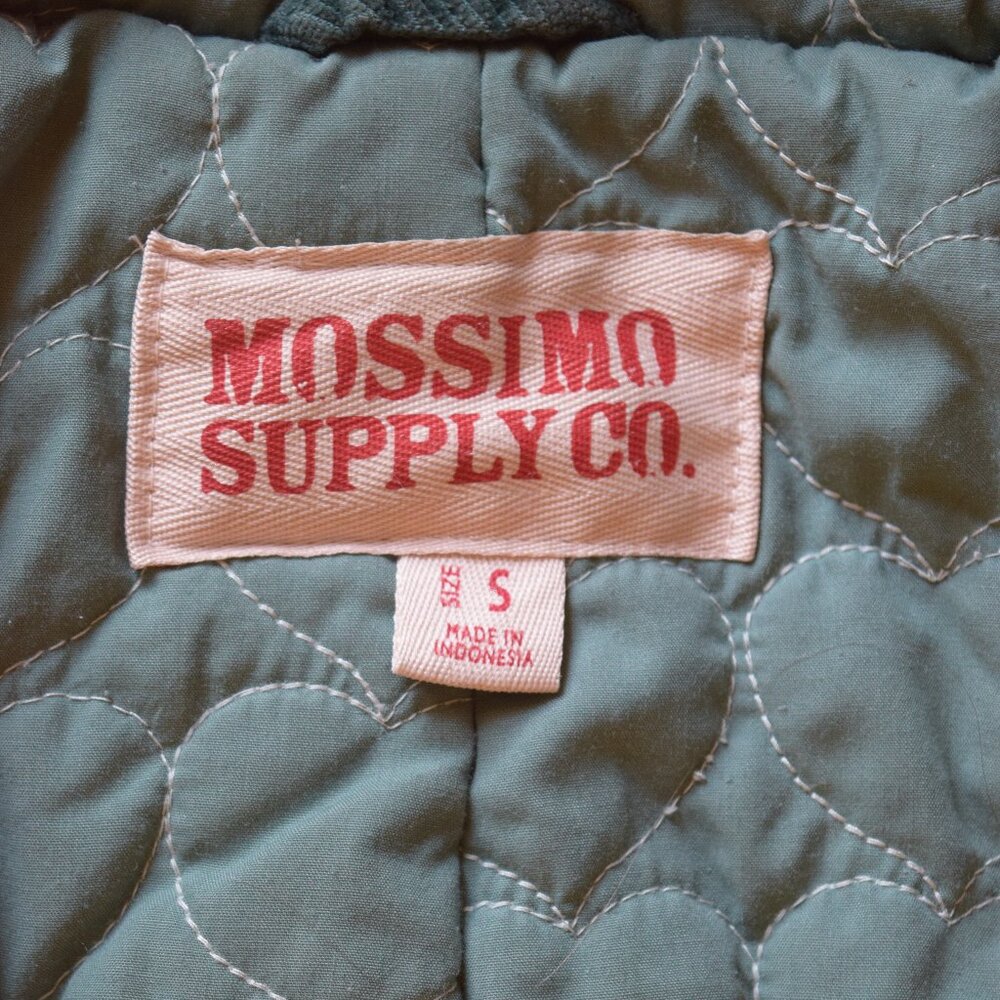 Mossimo Supply Green Corduroy Short Jacket with Heart Quilted Lining, Size Small - Picture 4 of 8